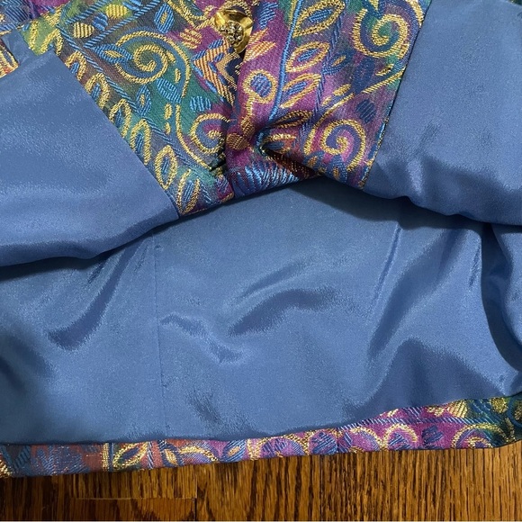 Doncaster Vintage Purple Blue Metallic Gold Blazer Size 6 - Picture 5 of 9